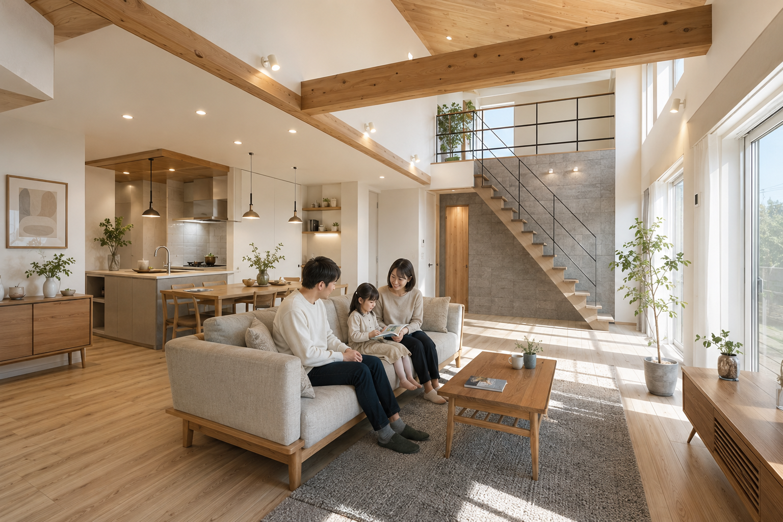 全館空調の快適なリビング空間