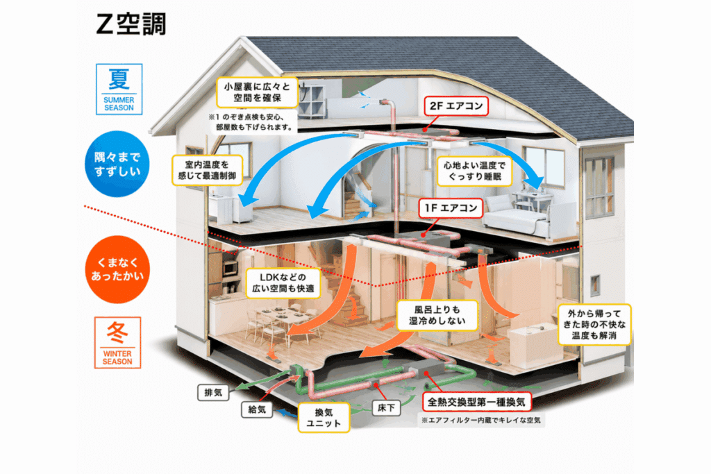 全館空調で家全体に快適な空気を届ける仕組み